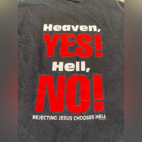 Vintage Hanes Beefy Tee 1993 Rhemawear Black Graphic Novelty Religious Shirt L - Picture 5 of 6